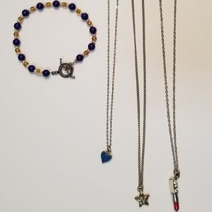 Mini heart, star and lipstick necklaces & bracelet
